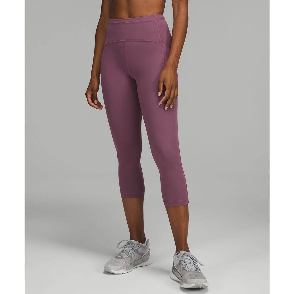 Lululemon 'Swift' Pink Polyamide Speed High-Rise Crop 21" Legging Size 10